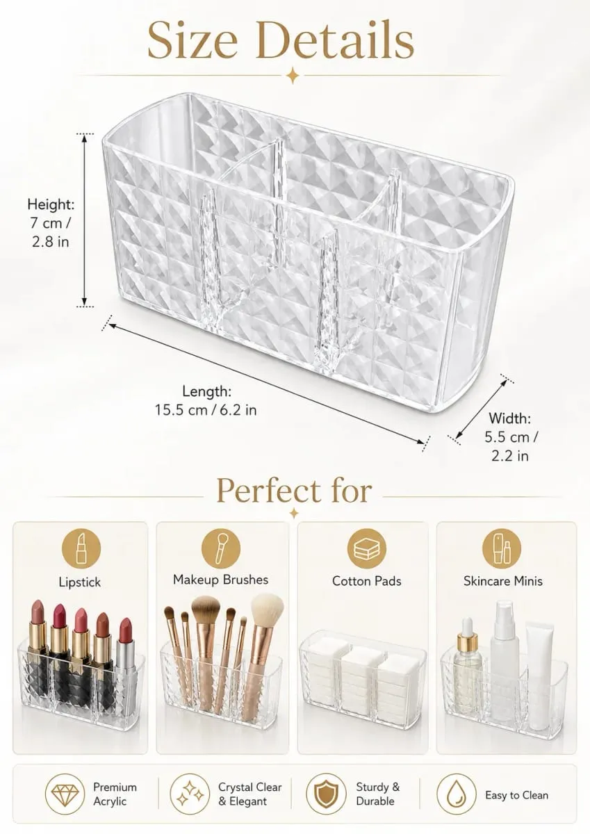 Layered Cosmetic Display Box Desktop Organizer with Compartments for Jewelry Makeup Brushes and Cosmetics — image 4