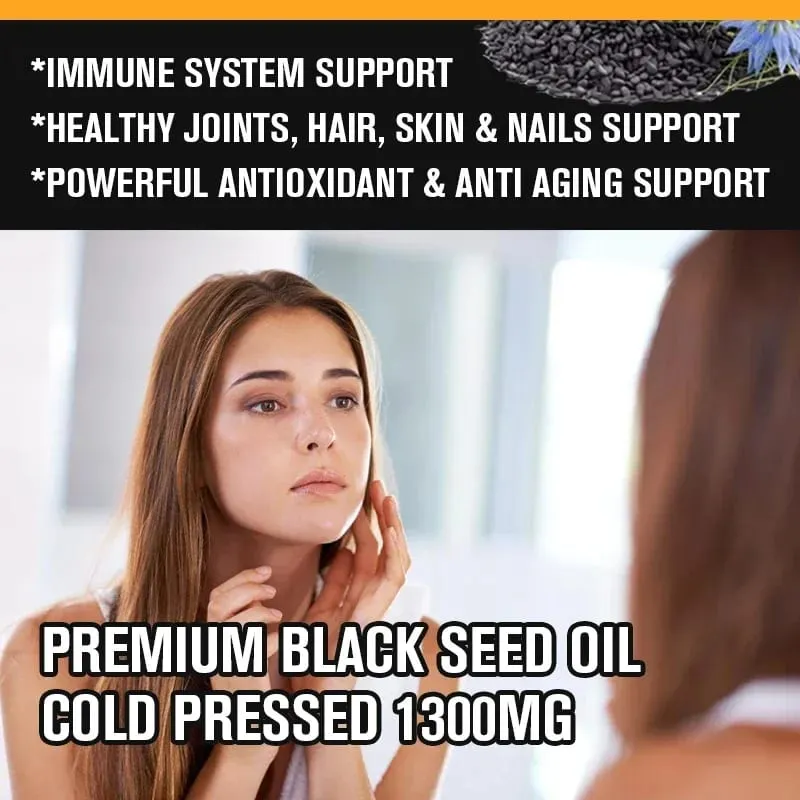 Yimiduk Premium Black Seed Oil Supplement for Overall Wellness & Vitality Joint & Brain Health & Immune System Anti Aging