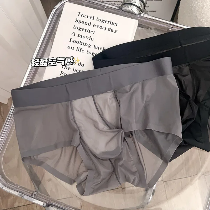 Transparent Men's Briefs Ultra-thin Ice Silk Quick Dry Panties Sexy U Bulge Pouch Man Underwear Breathable Underpants Cuecas — image 12
