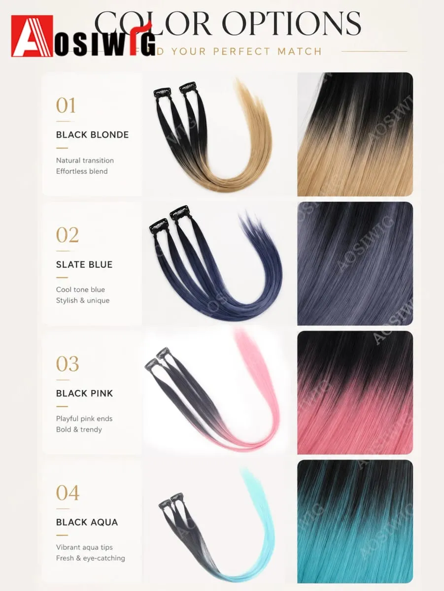 BB クリップヘアエクステンションカラフルなハイライトストランドクリップ合成ストレートヘアピース女性のためのパーティーフェスティバル毎日のヘアスタイル — image 5