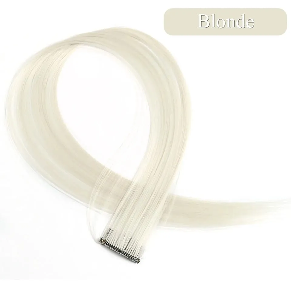 Colored Hair Extensions Synthetic 22Inch Straight Orange Green Clip in Hair Extension Rainbow Accessories Party Highlights Hair — image 18