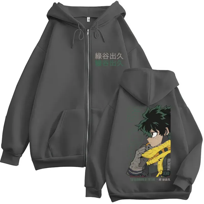Anime My Hero Academia Deku Izuku Midoriya Zip Up Hoodies Men Women Fashion Harajuku Sportwear Casual Oversized Fleece Jackets — image 12
