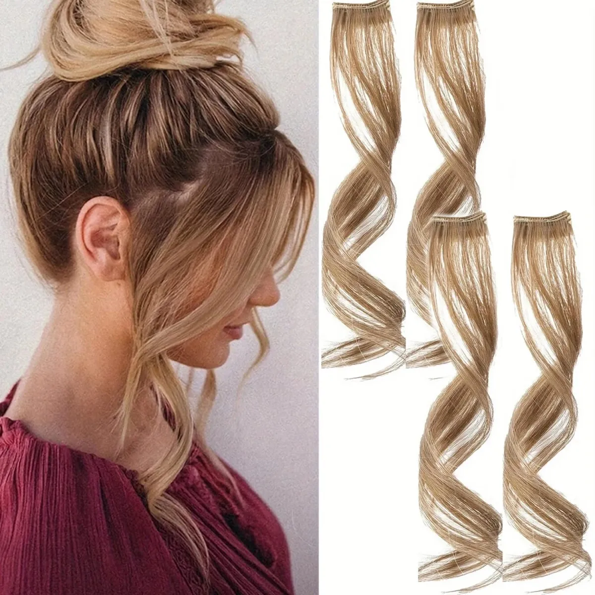 Curly Wavy Clip-in Synthetic Hair Extensions More Colorful Hair Accessories for Women，ins Hair Extension Clip