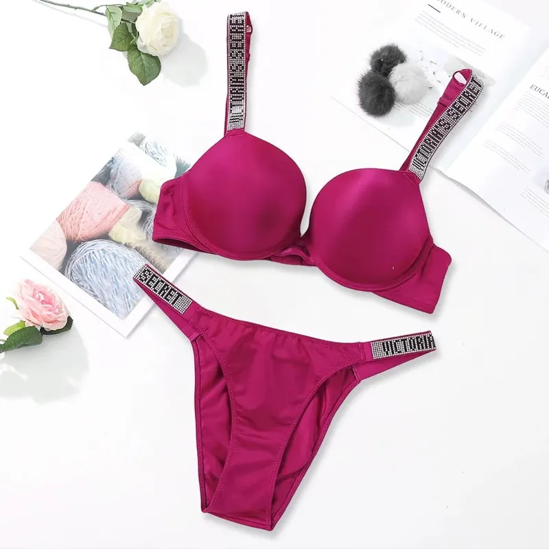 Victoria's Secret Women's Fashion Lingerie Set Sexy Breathable Soft Versatile Shapewear Sexy Lingerie Bra and Panty Set Push Up — image 2