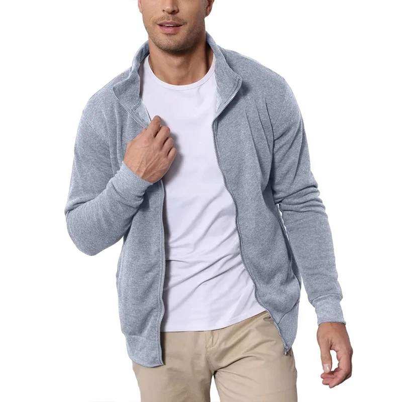 Autumn Men's Sweatshirts Jacket Man Without Hood Zip Coats Outdoor Sport Lightweight Long Sleeve Streetwear Slim Fit Cardigan — image 4