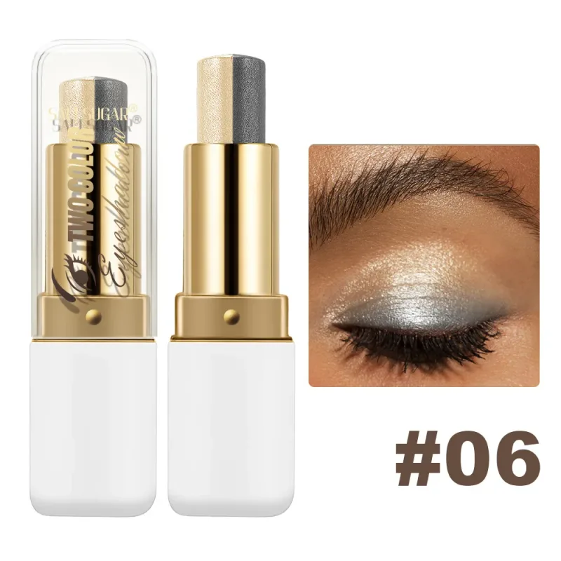 Long Lasting Two Tone Eyeshadow Stick Waterproof Smudgeproof Shimmer Highlighter Blendable Eye Contour Makeup Cosmetic — image 12