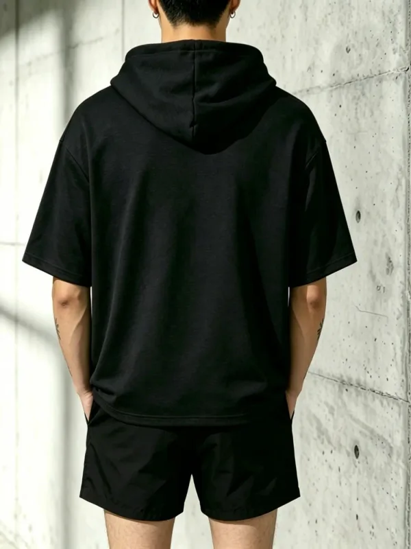 Street Food Local Bar Night Graphic Short Sleeve Hoodie Men Retro Vintage Sleeveless Hooded Tee — image 2