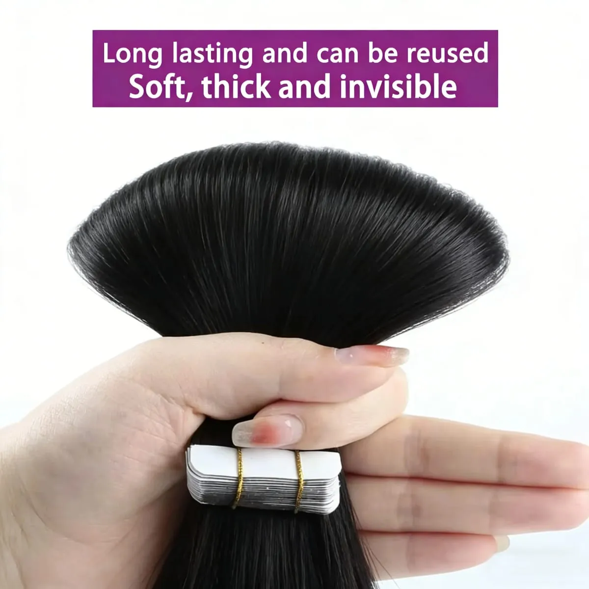 Natural Color Tape In Hair Extensions Virgin Human Hair Silk Straight Invisible Tape On Extensions Color #4 for Women 50G 20pcs — image 6