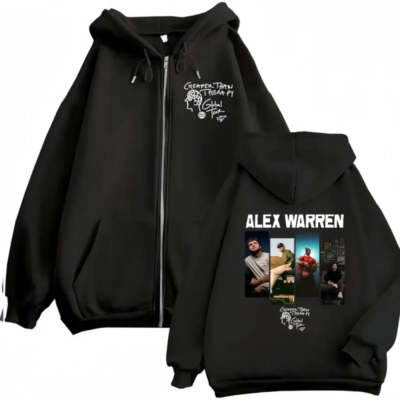Alex Warren Live Tour 2026 Album Cover Hoodie Men Women Vintage Zipper Hoodies Oversized Comfort Zip Up Sweatshirts Coats Jacket — image 1