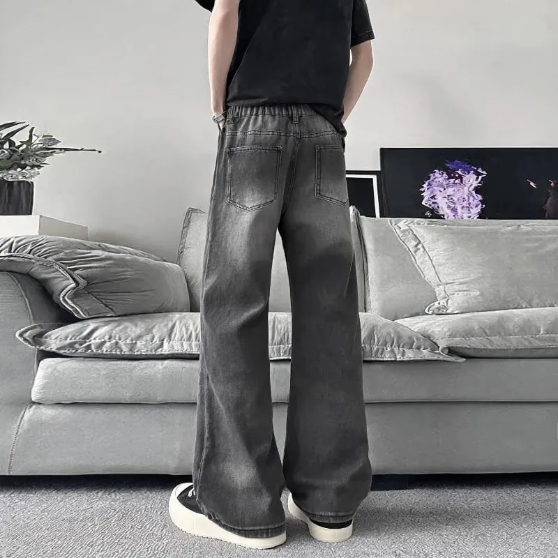 Summer Men's Distressed Denim Pants 2026 New Gray Washed Ripped Loose Straight Leg Casual Streetwear Jeans — image 4