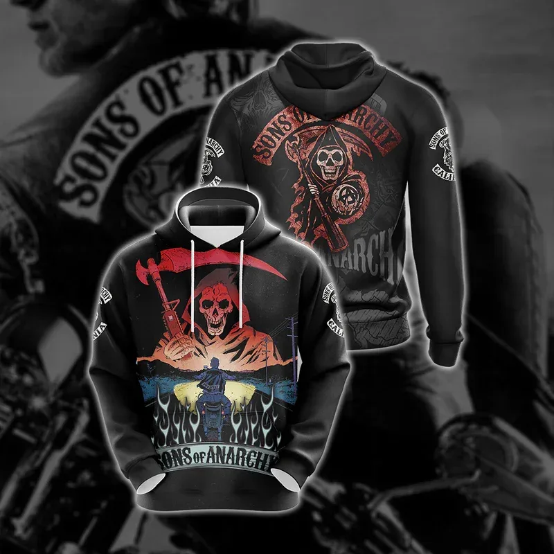 Men's Street Style 3D Sons of Anarchy Print Hoodies Sweatshirts Autumn/Winter Unisex Loose Casual Tracksuit Outdoor Y2k Pullover — image 12