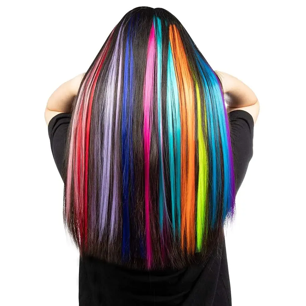 50 Pcs Hair Feathers with Hair Extension Tools Long Straight Synthetic Hair Feather Extensions Kit with Beads for Women Girls — image 3
