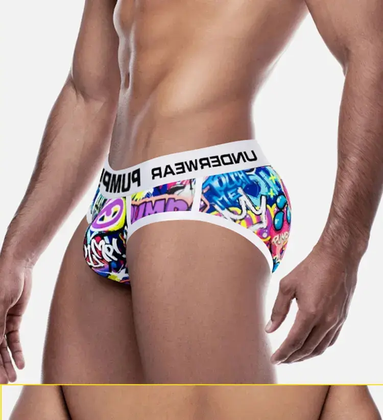 Sexy Men Underwear Funny Briefs Underpants Graffiti Panties Jockstrap Low Waist Butt Lifter Male Underwear MP223 — image 15