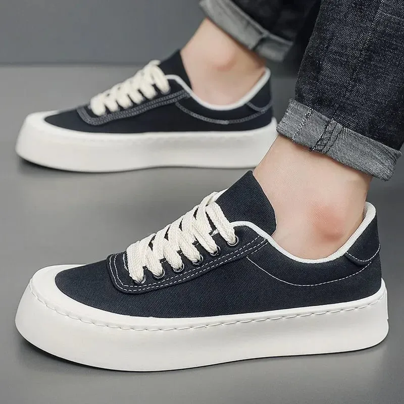 2026 New Fashion Comfortable Breathable Man Shoes Men's Canvas Sneakers Outdoor Thick Sole Casual Board Shoes for Man