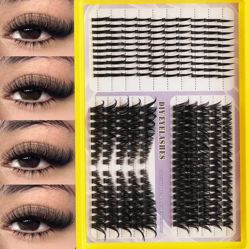 Fluffy Mixed DIY Cluster Lash Extensions 20 Rows Volume Individual Lashes Dramatic D Curl Thick Cluster Eyelashes — image 2