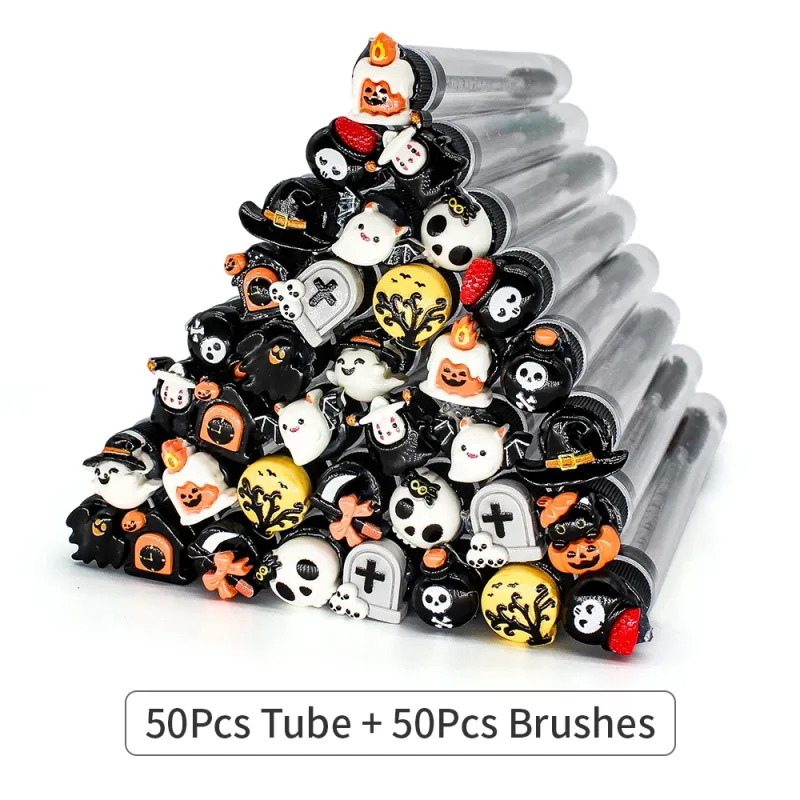 10/50pcs Professional Halloween Tube Mascara Wand - Spooky Horror & Cute Face Brushes Eyelash & Eyebrow Grooming Kit for Parties — image 7