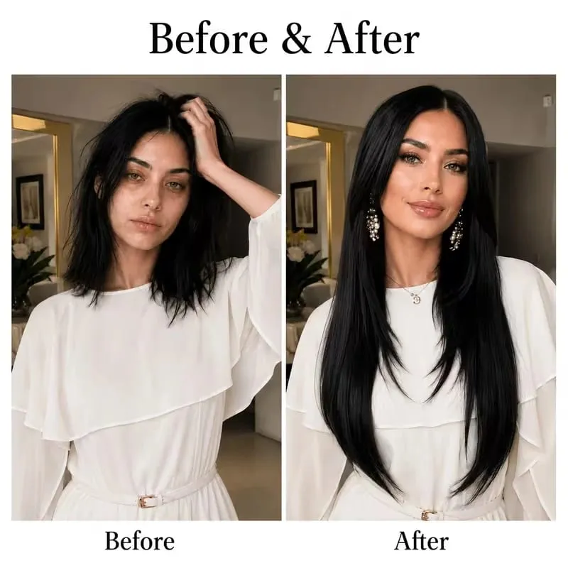 22Inch Synthetic Long Straight Multi Layer Hair Extension BB Clip Style Fiber Hairpiece for Women Daily Wear Confident Elegant — image 5