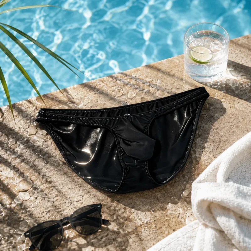 Schnell trocknende, ultradünne Slips aus Eisseide, niedrige Taille, nahtlos, für Herren, Unterwäsche, U-Beutel, Dessous, Netzhöschen, Reisen — image 9
