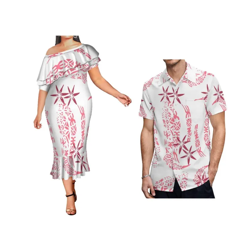 fête des mères châle une épaule queue de poisson robe blanche moulante trompette sirène robes décontractées polynésienne grande taille robes pour femmes