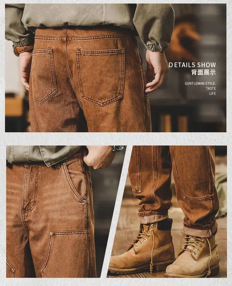 Mens Clothing Retro Tooling Pants Men's Loose Straight Men's Jeans 2026 New Trendy Brand Classic Coffee Y2k Baggy Harem Pants — image 6