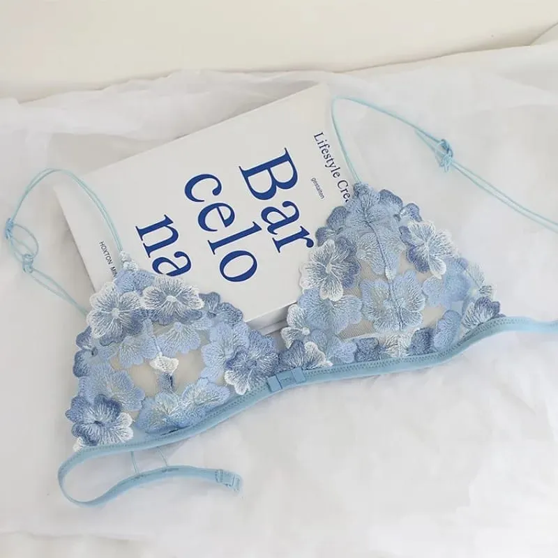 Ultra Thin Bralette for Small Bust Women French Lace Embroidery Wireless Comfort Sexy Back Beauty Everyday Bra Set BANERDANNI — image 3