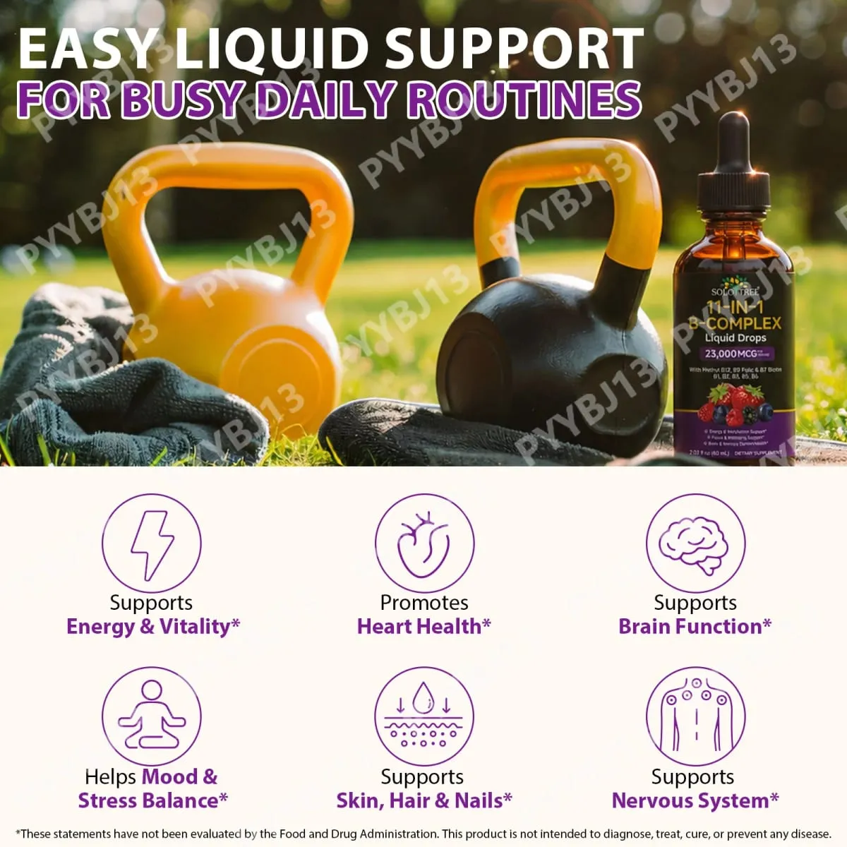 11 in 1 Vitamin B Complex Drops 23000mcg Vitamin B Oral Liquid Supplement for Energy Daily Wellness Support 30 ML