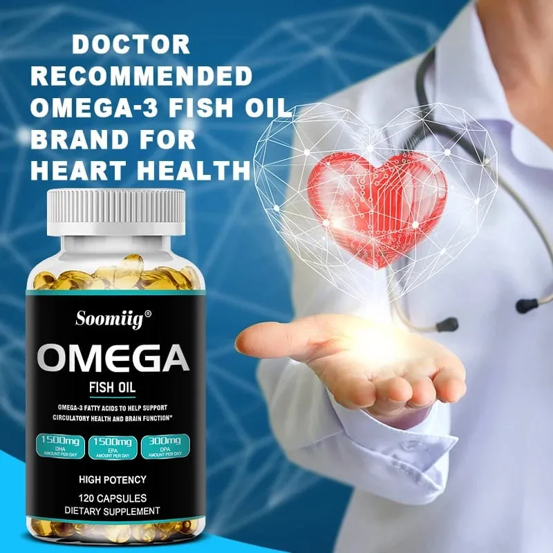 Omega 3 Fish Oil Softgels 3300mg Υψηλής Δυναμικότητας με EPA & DHA Υποστηρίζει Ενέργεια Εγκεφαλική Καρδιά Άρθρωση Οφθαλμών Δέρμα & Ανοσία Υγεία