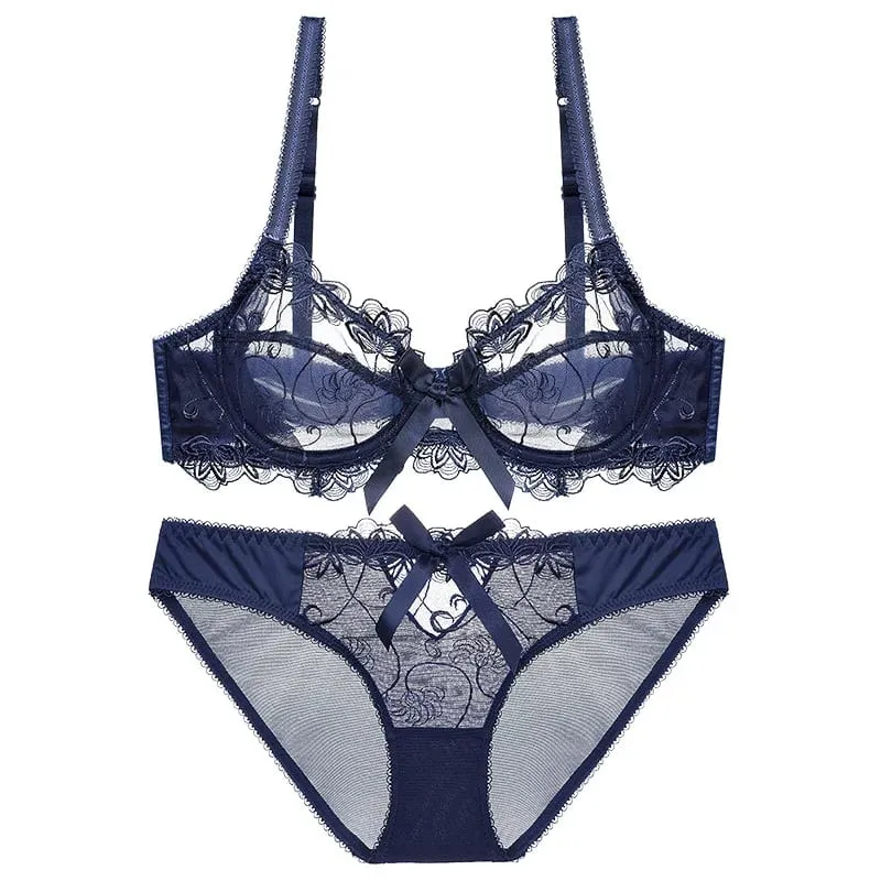Sheer Non Padded Bralette for Small Boobs Ultra Thin Adjustable Lace Bra Sexy Halterneck Lingerie Set for Women BANERDANNI — image 9