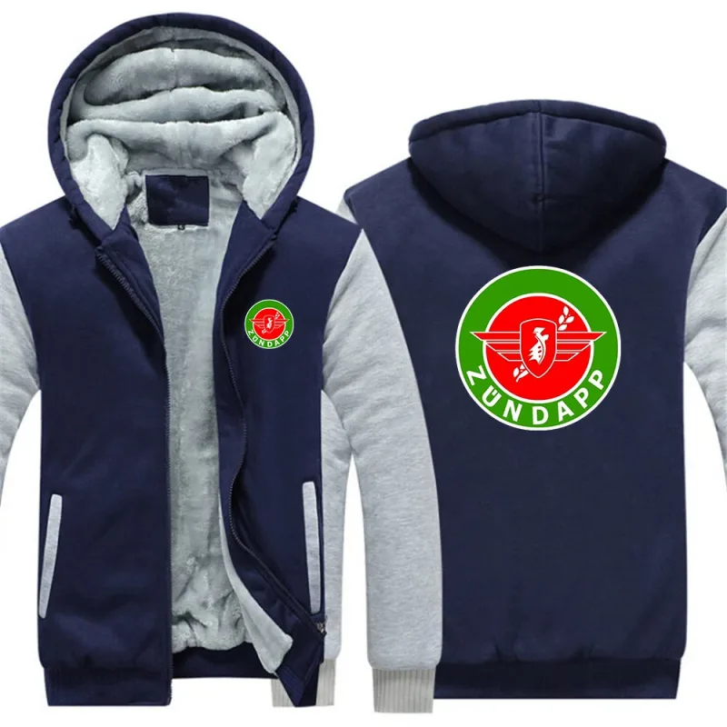 Men's Jackets Winter Hooded Warm Coat 2026 Zundapp Motorcycles Logo Print Plush Casual Thicken Lined Fleece Clothing Hoodies — image 2