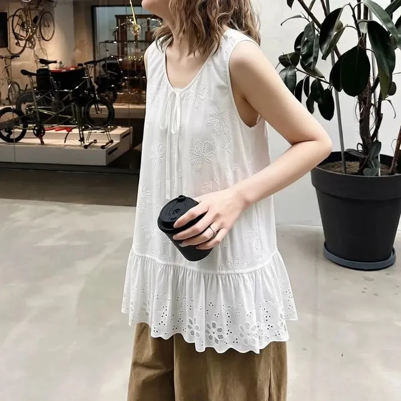 Áo Lười Lười Phong Cách Chắc Chắn Đơn Giản Áo Vest Top Mùa Hè Mới Mỏng Tất Cả Trận Đấu Giản Dị Áo Sơ Mi Thời Trang Hàn Quốc Nữ quần Áo — image 2