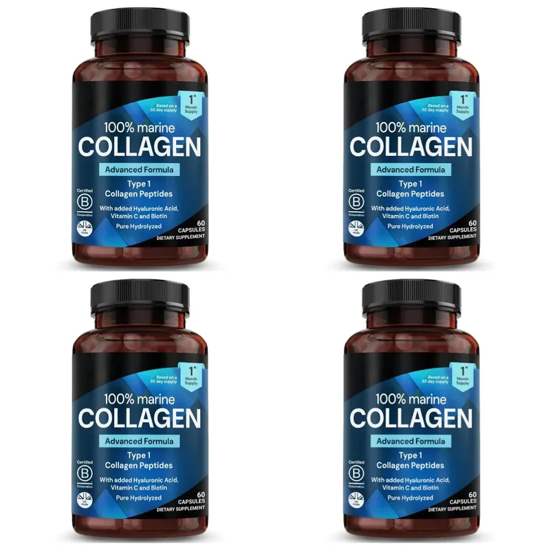 Marine Collagen Capsules for Women & Men Type I Peptides with Hyaluronic Acid Vitamin C & Biotin Beauty Glow Nails 60 Count — image 12