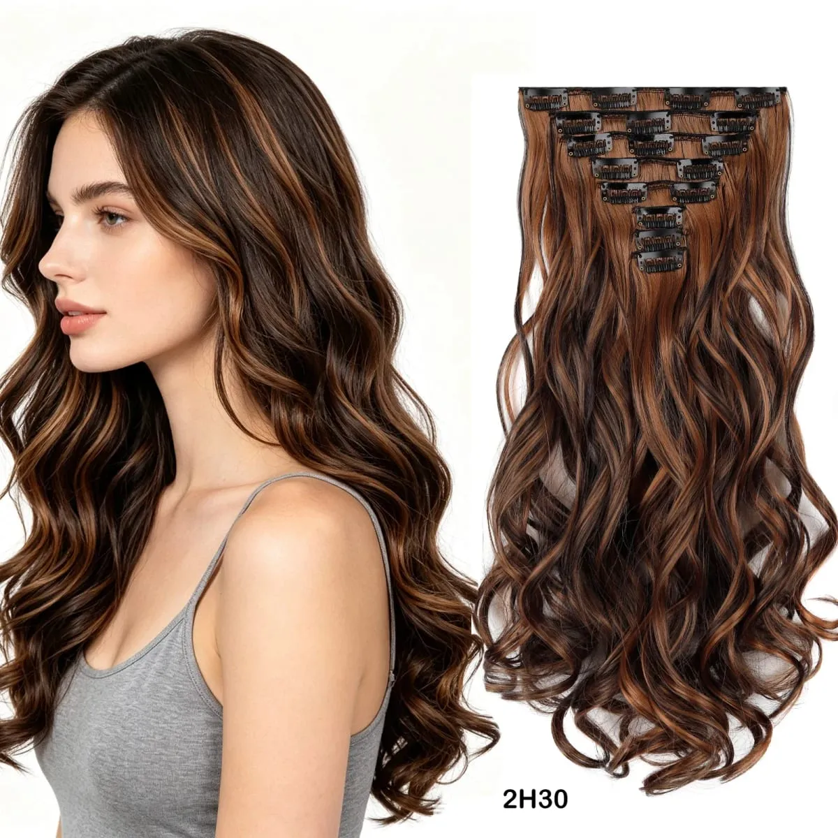 Wavy Clip in Hair Extensions 50cm Matte Synthetic Hair Pieces For Women Daily Party Hairstyle
