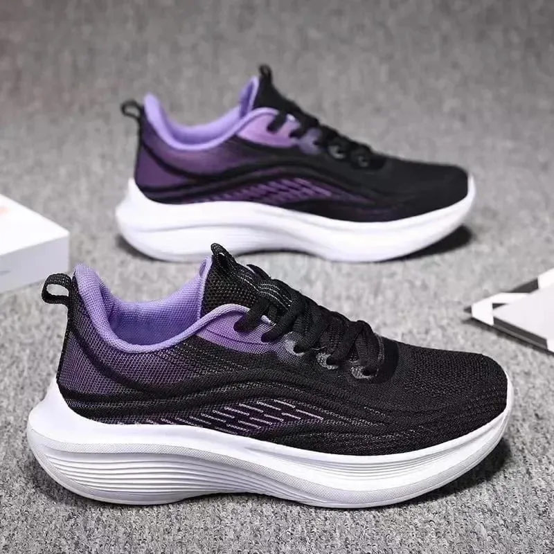 Breathable Lace-up Running Shoes for Women Air Cushion Athletic Sneakers Lightweight Air Mesh Outdoor Sports Training Shoes