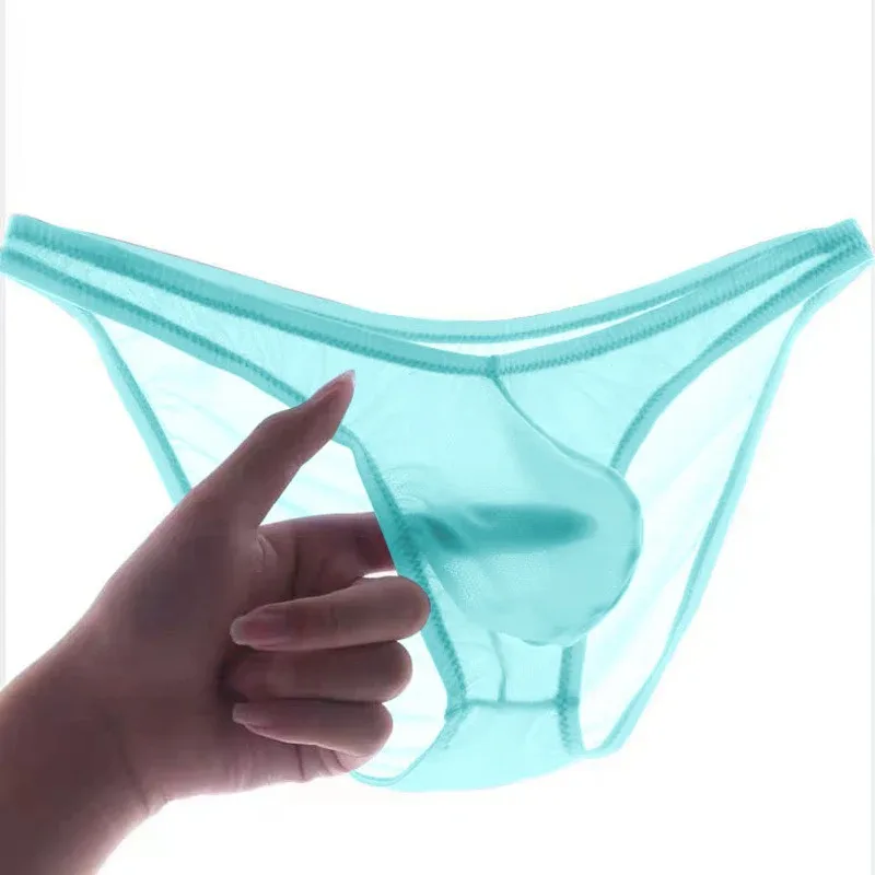 Men's Underwear Delicate Ice Silk Transparent Triangle Panties Personality Low Waist Briefs — image 5