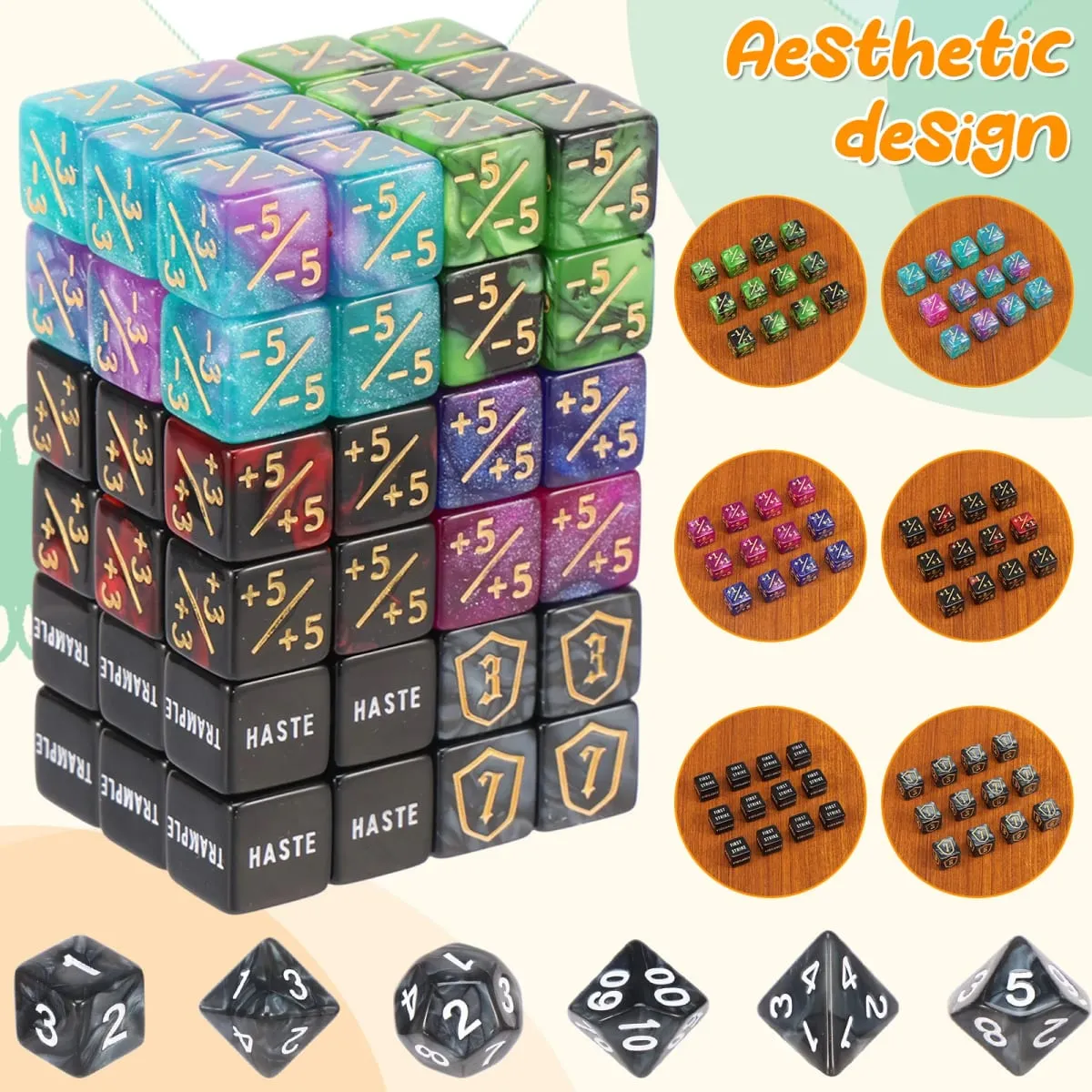 56/78Pcs Counter Dice Set Acrylic Plus and Minus Dice Set Keyword Counters Tokens Portable Card Games Accessories for Party Home