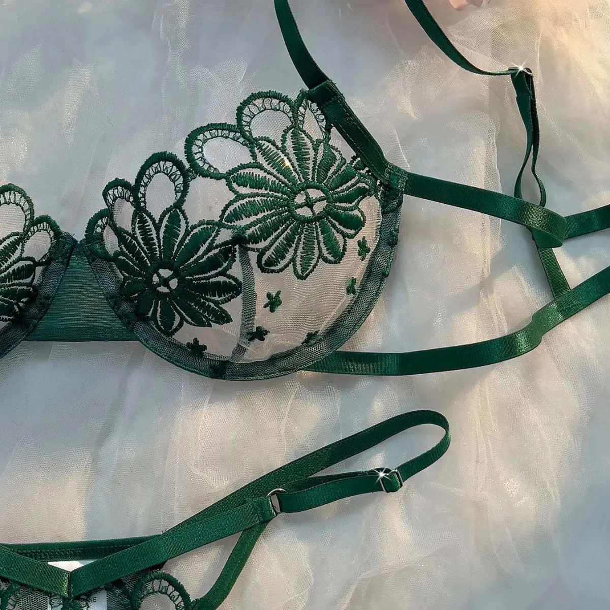 Dame ungdommelig Daisy sommerundertøj semi-transparent broderet sød sød justerbar stil dameundertøj — image 2