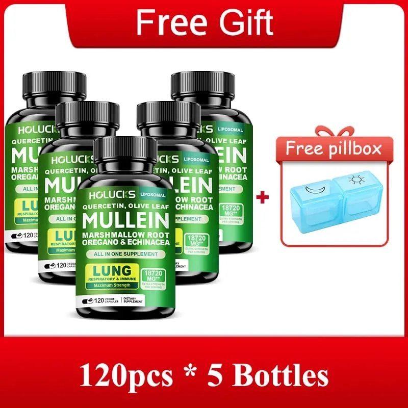 Premium Mullein Leaf Extract Capsules with Vitamin C Support Expectorant Soothes Airways & Reduces Irritation Lung Health