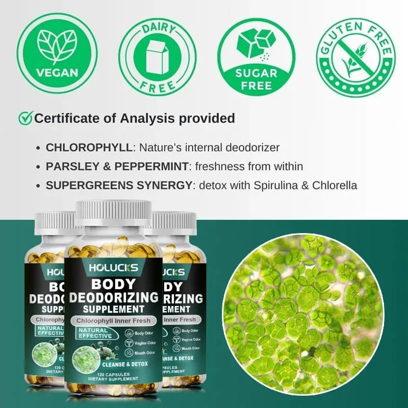 Chlorophyll Capsules Supplement Body Deodorizing & Internal Cleanse Support Digestion Gut & Skin Health Energy Boost — image 5