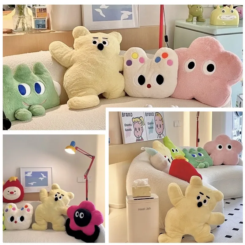 Dekorasi Sofa Bantal Bunga Girly Selebriti Bantal Beruang Kucing Lucu Boneka Hewan Mainan Mewah Kelinci Lingkaran Bunga Pelangi Natal — image 2
