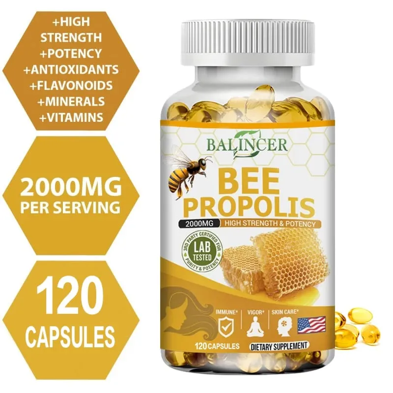 Natural Bee Propolis Capsules - Relieves Joint Pain and Stiffness Promotes Bone Health for Immunity and Anti-oxidation — image 1