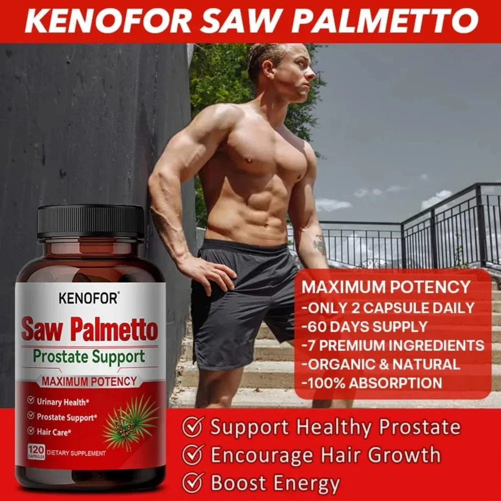 Le supplément de prostate avec Saw Palmetto soutient la santé des voies urinaires Supplément de santé à base de plantes 120 capsules végétariennes