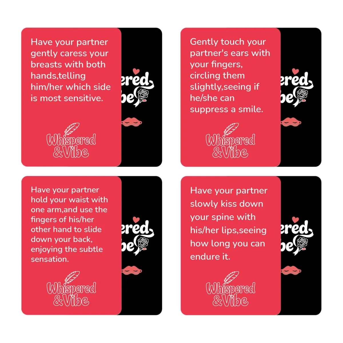 Whispered & Vibe Couple Reconnection Cards 9*6.7cm- 50 Romantic Foreplay Challenges & Intimacy Building Games for Adults — image 3