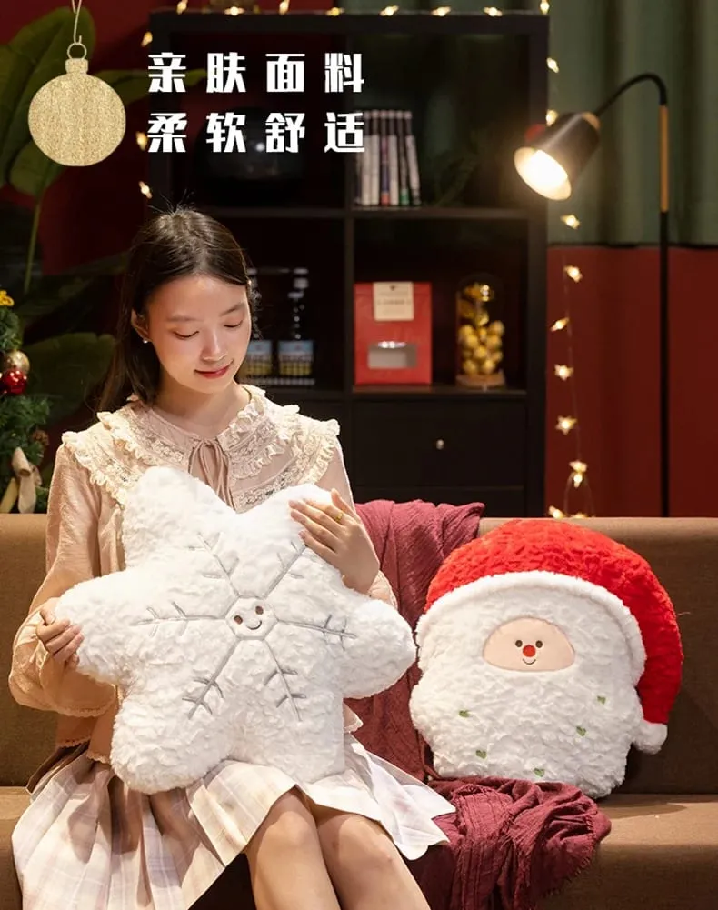 Christmas Plush Pillow Cute Santa Snowflake Gingerbread House Wreath Stuffed Cushion Soft Fluffy Home Decor Xmas Gift — image 9