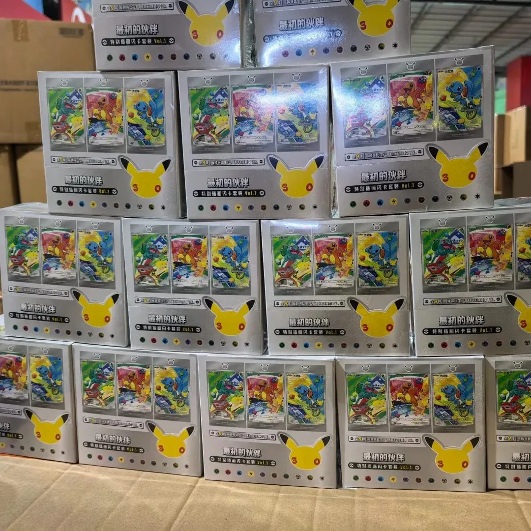 Hot 100% อย่างเป็นทางการ Pokemon 30th Anniversary Box Set จีนตัวย่อ PTCG Gem Pack Original Partners การ์ดภาพประกอบพิเศษ — image 4