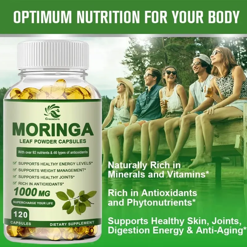 Greensure Moringa Oil Främjar ämnesomsättning Stöd Viktminskning Reparationer Skadade celler Lindrar inflammation Kardiovaskulär hälsa — image 4
