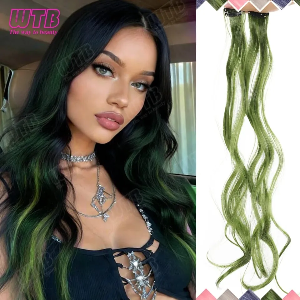 2 Pcs Synthetic Wig BB Clip Style Color Curling Hair Extension Wig Suitable for Women's Daily Wear Holidays and Parties