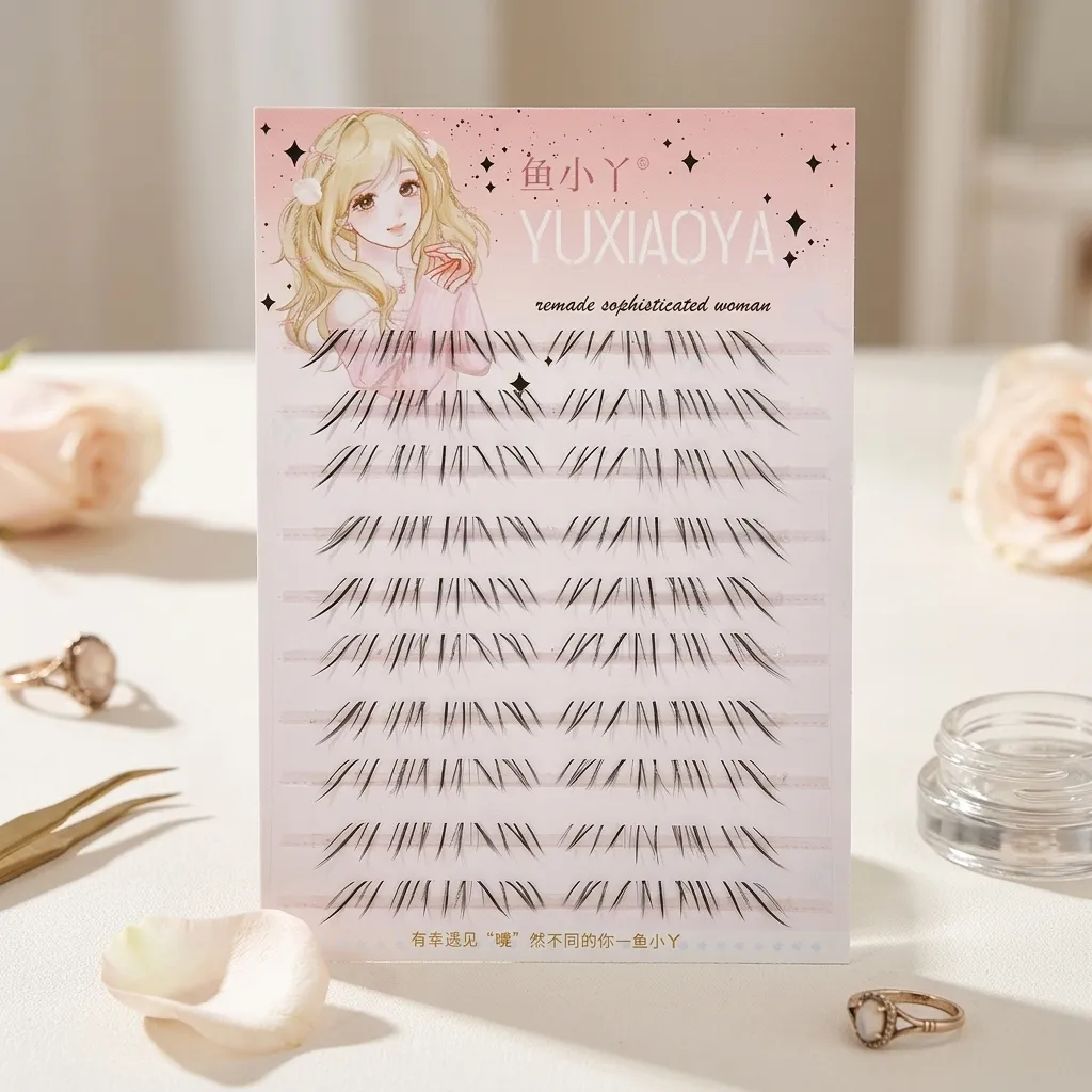 10 Rows Synthetic Fiber Lower Eyelashes Daily Makeup Natural C Curl Foxes Lashes Thin Band Glittery Eye Lash Eye Tail Elongated — image 2