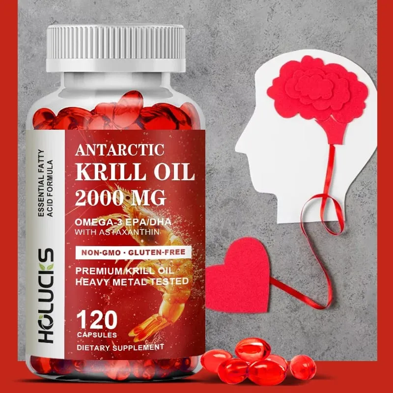 Kupte 1 Získejte 1 zdarma! Pure Antarctic Krill Oil 2000 mg doplněk s astaxanthinem pro zdraví srdce a mozku Zdravé stárnutí bez GMO — image 6