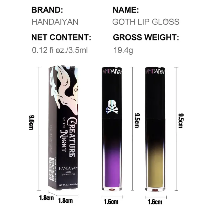 Matt Vampire Black Lila Läppstift Vattentätt Långvarigt Läppglans Halloween Jul Fuktgivande Pigmenterad Lip Makeup — image 6
