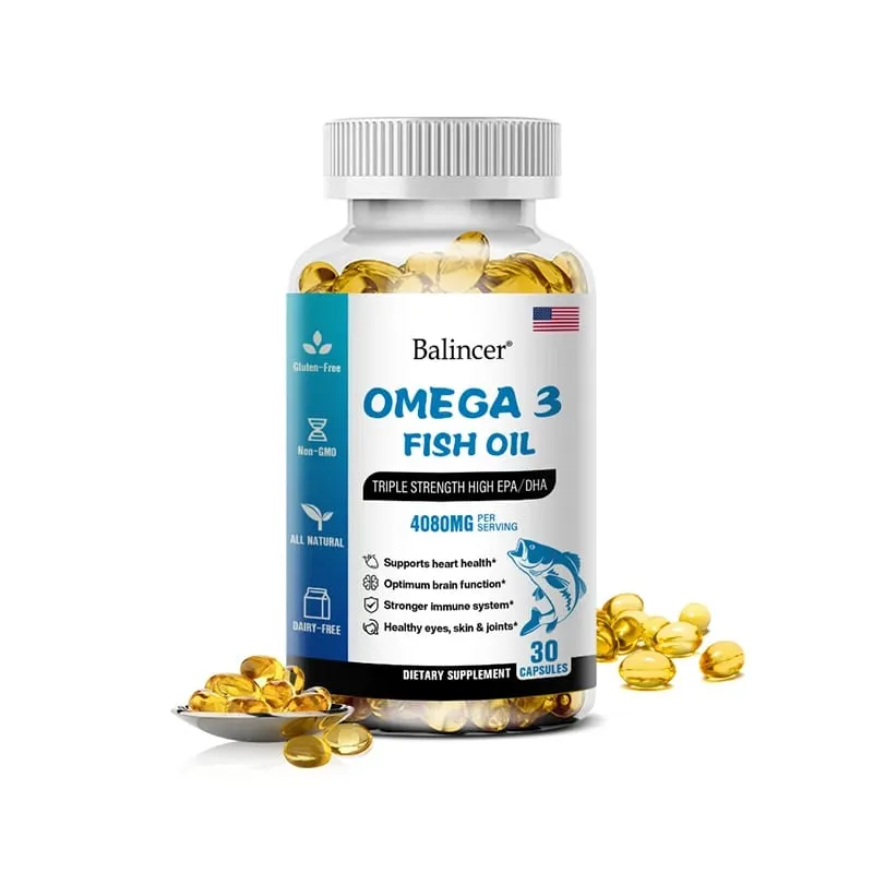 Balincer Wild Caught Omega 3 Capsule molli di olio di pesce - Tripla potenza EPA elevato 1200 mg DHA 900 mg Integratore alimentare senza glutine non OGM — image 9